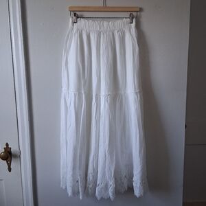 Zara White Maxi Skirt With Lace Detail
